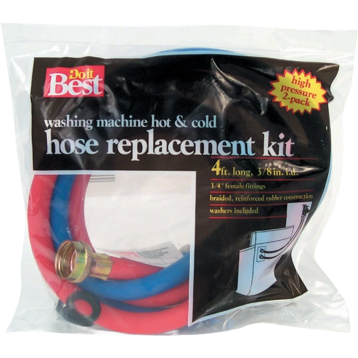 Enhanced Do it 3 8 In. x 4 ft. Hot Cold Washing Machine Hose 2-Piece Innovative