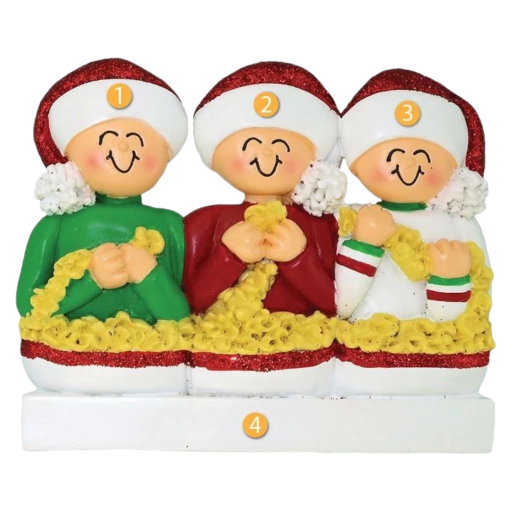 Smooth Ornament Central Personalized Family of 3 Stringing Popcorn Ornament Secure