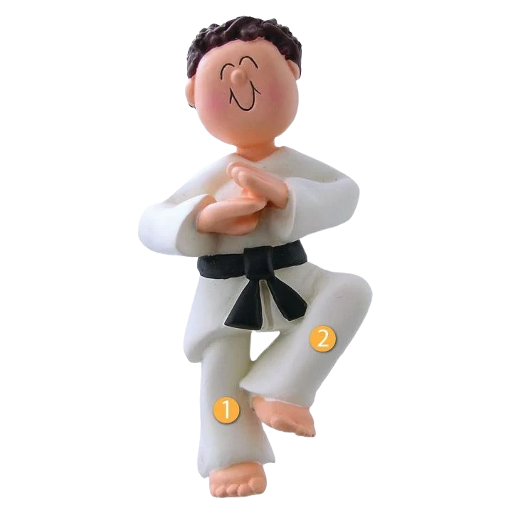 Premium Ornament Central Personalized Brunette Male Karate Ornament Innovative