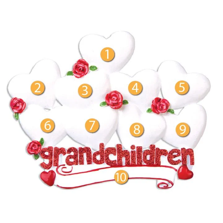 First-Class PolarX Personalized Grandchildren with Nine Hearts Ornament Reusable