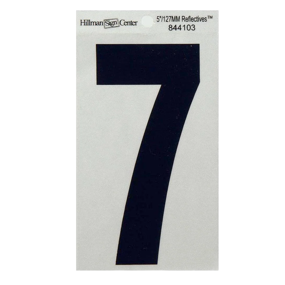 Dependable Hillman 5-In. Black Silver Reflective Adhesive House Number 7 Lightweight