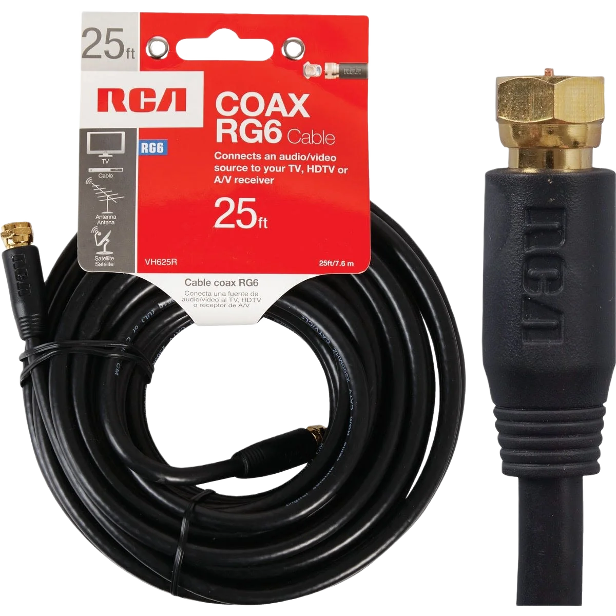 Next-Generation RCA 25 ft. Black Digital RG6 Coaxial Cable High-Grade