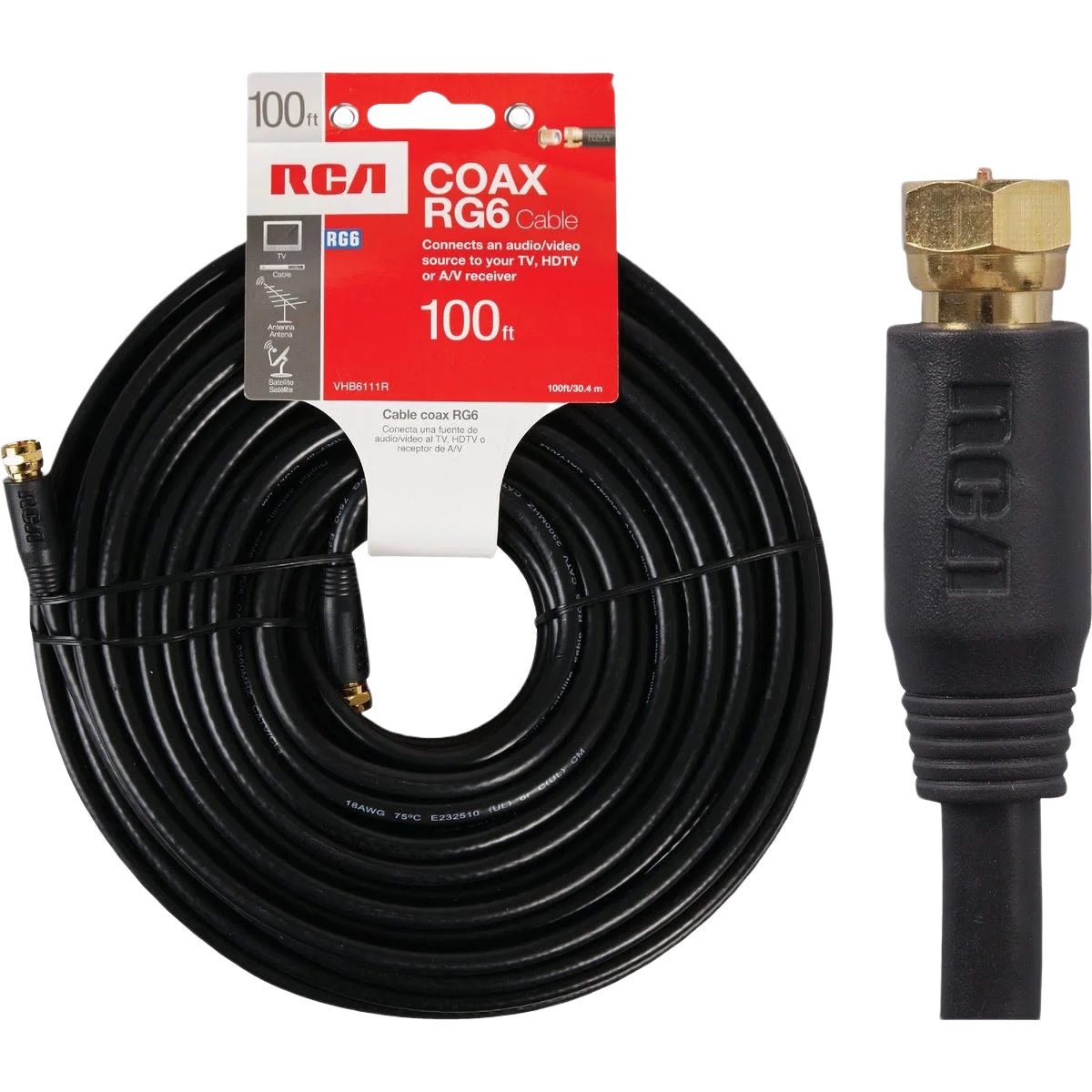 Solid RCA 100 ft. Black Digital RG6 Coaxial Cable Proven