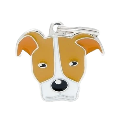 Fine MyFamily White Brown Pitbull ID Tag Organic