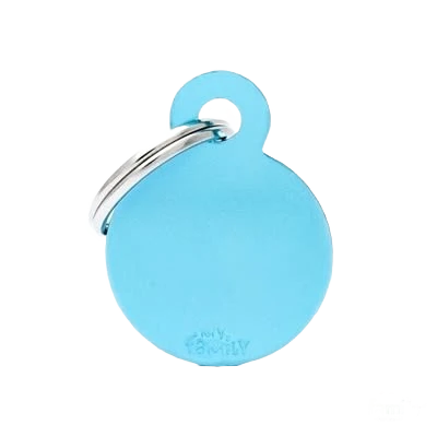 Sophisticated MyFamily Small Light Blue Round ID Tag Refined