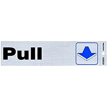 Soft Hillman Black Blue Nickel Mylar Self-Adhesive Pull Sign 2 x 8 in. Durable
