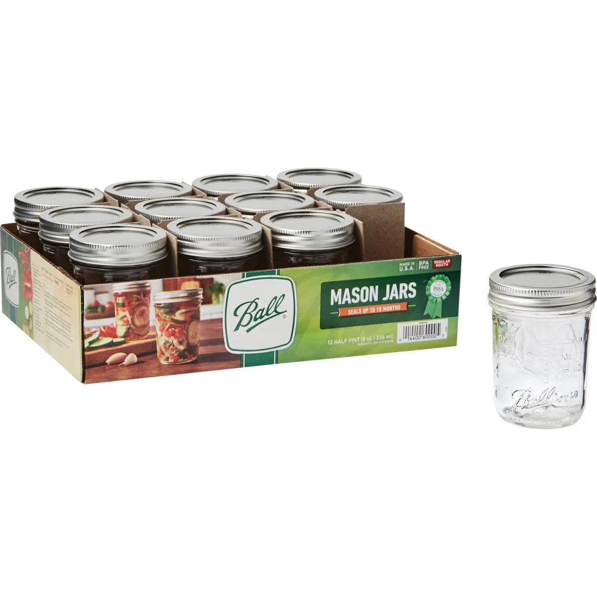 Prestigious Ball 1 2 Pint Regular Can-or-ze Mason Canning Jars 12-Pack Original Design