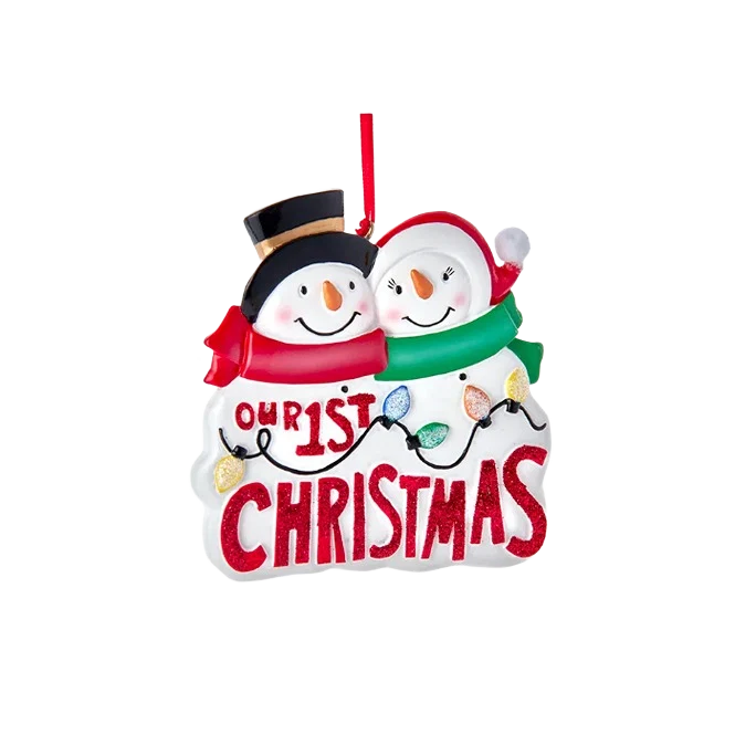Crafted Kurt S. Adler Personalized 1st Christmas Snowman Couple Ornament Exceptional