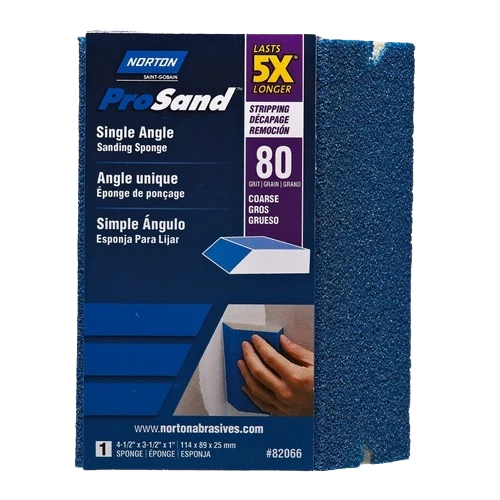 Environmentally Friendly Norton Prosand 80-Grit Angle Sanding Sponge Flexible