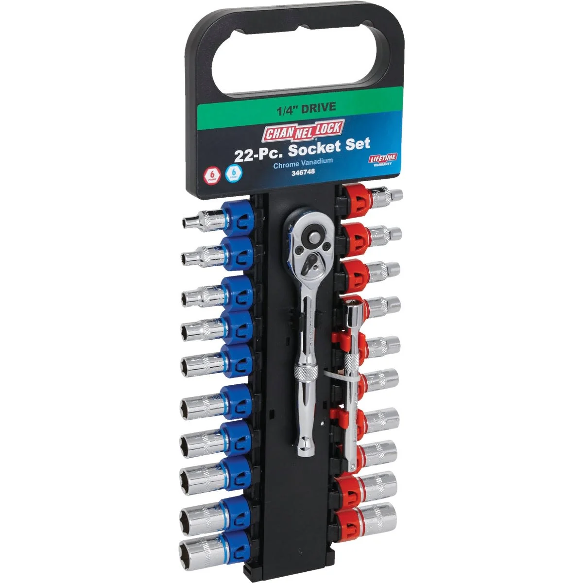 Elite Channellock 22-PC 1 4 Drive 6-Point Shallow Ratchet Socket Set Powerful