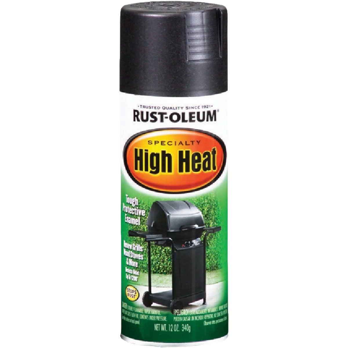 High-Grade Rust-Oleum Black Flat High Heat Spray Paint 12 oz. Pure