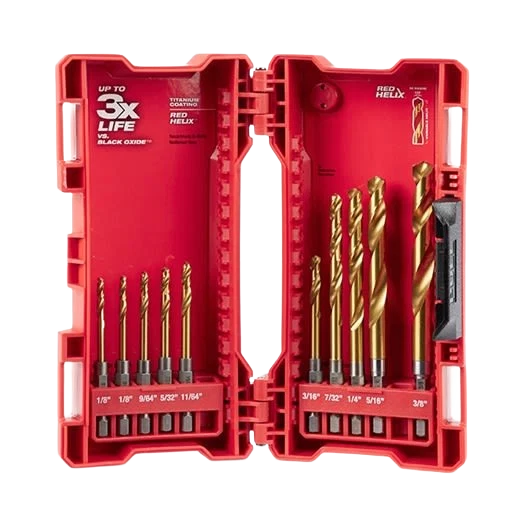 Flexible Milwaukee SHOCKWAVE™ RED HELIX™ 10-PC Titanium Drill Bit Set Functional