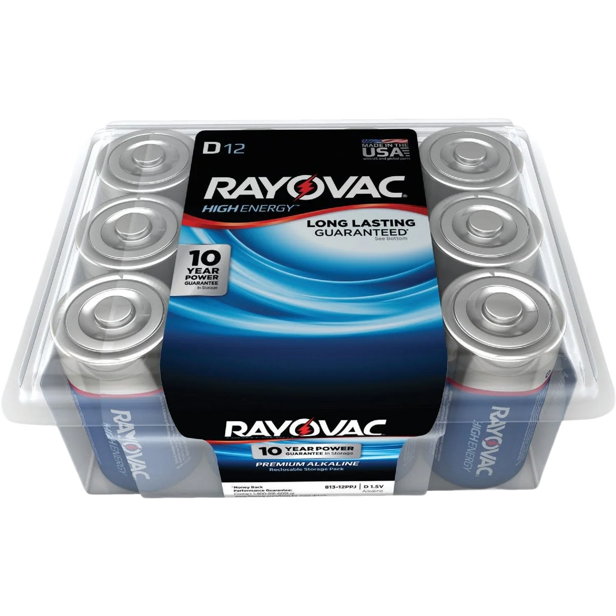 Dependable Ray-O-Vac High Energy D Alkaline Battery Premium Material