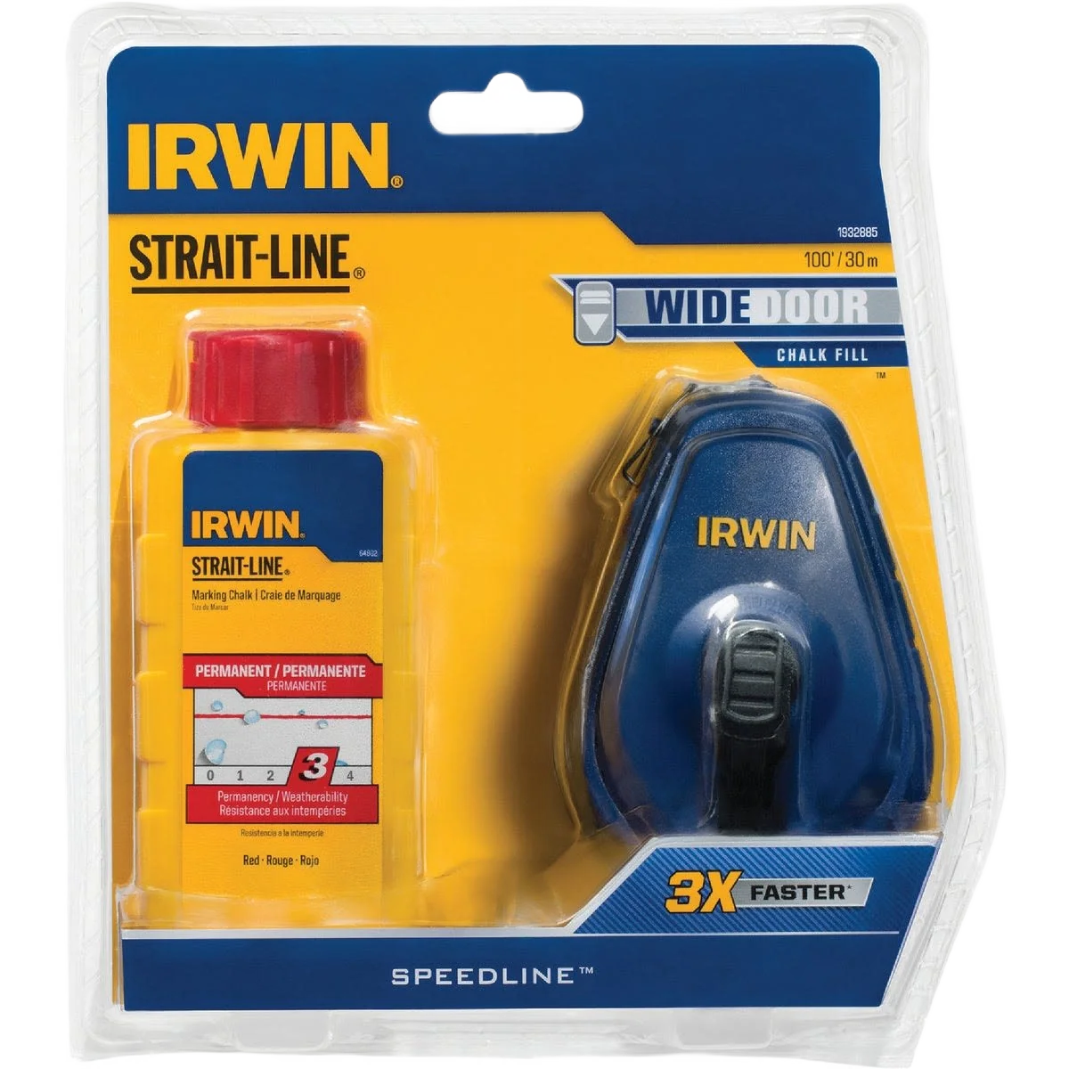 Unique Irwin Strait-Line Red Speed-Line Chalk Line Reel Chalk 100 ft. Organic