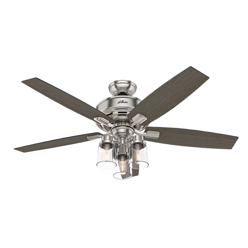 Functional Hunter Bennett Brushed Nickel Ceiling Fan with 3 Lights 52 in. Sustainable