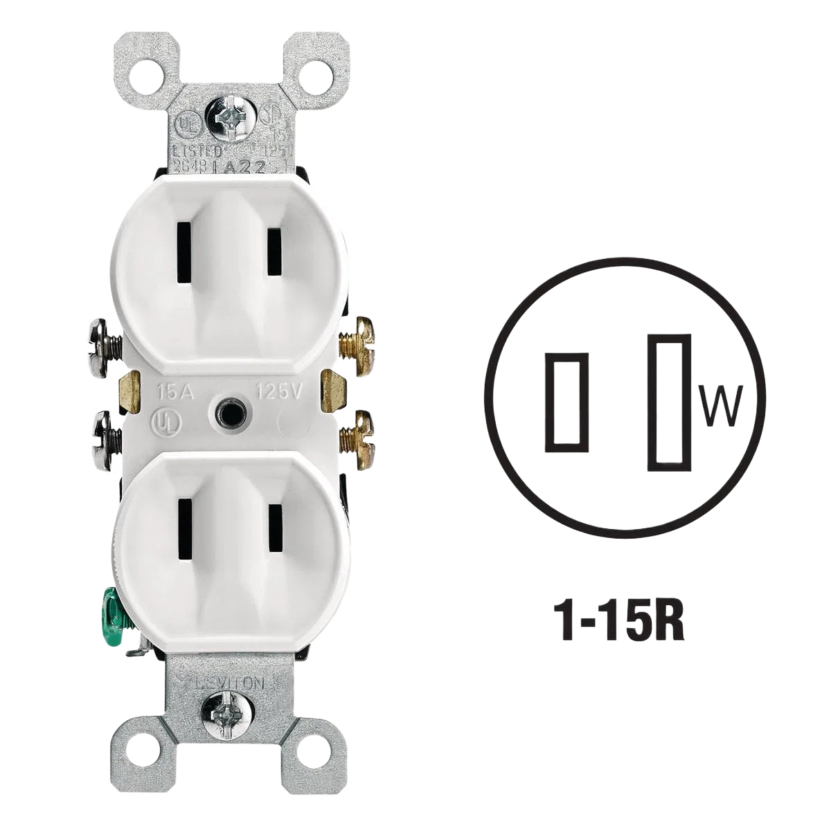 Clean Leviton 15 Amp White Residential Grade Duplex Outlet Convenient