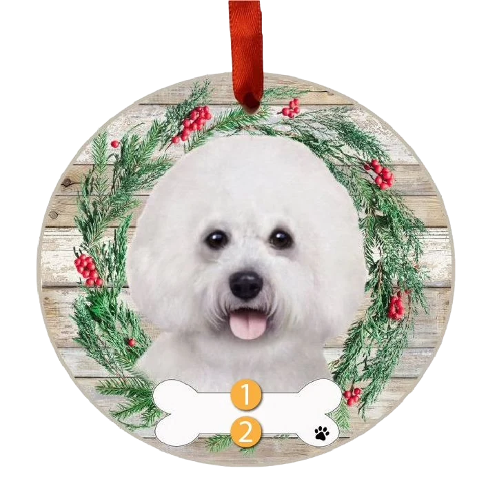 Reliable E S Pets Personalized Bichon Frise Face Wreath Ornament Responsible