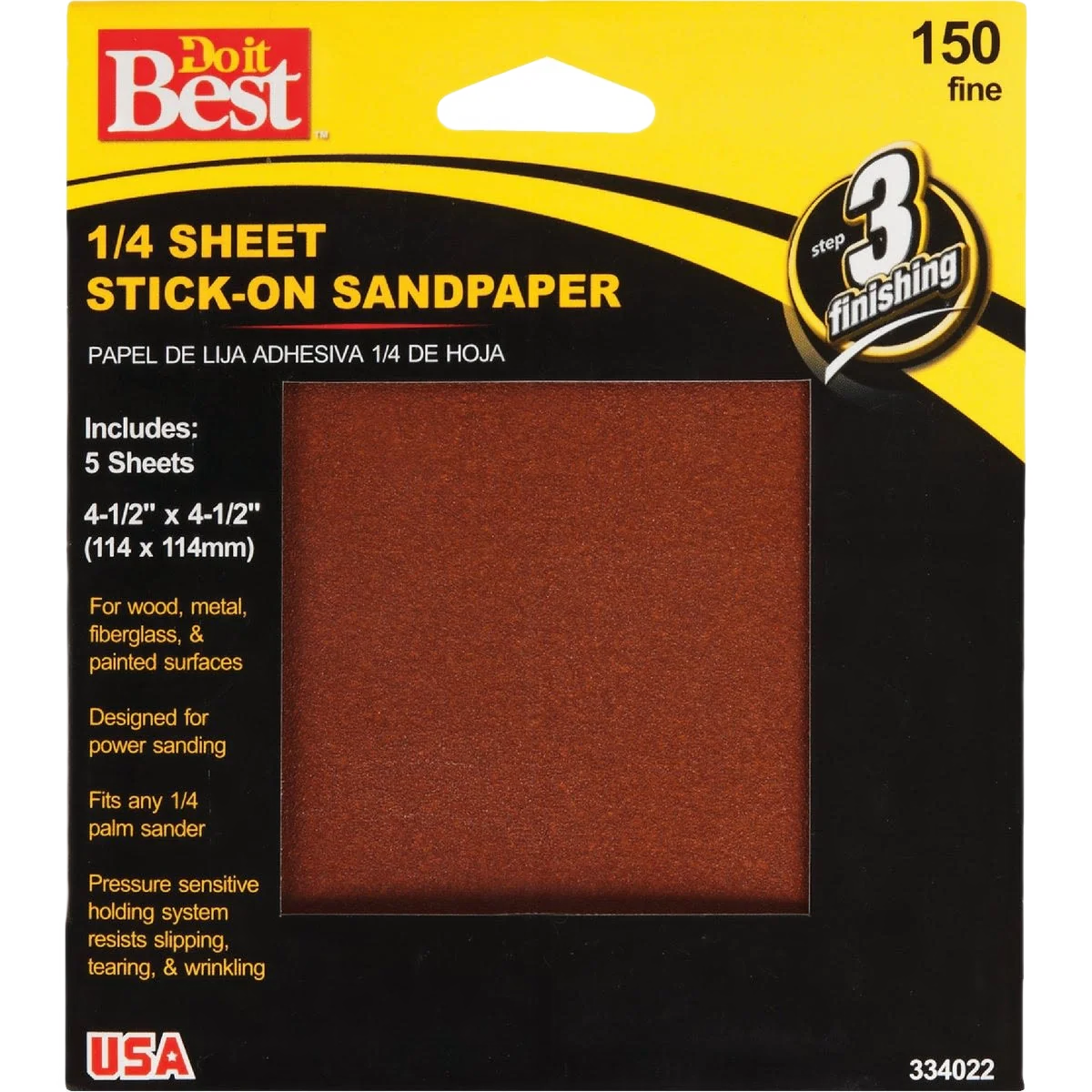 Safe Do it 1 4 Sheet 150-Grit Fine Stick-On Sandpaper 5-Pack Lightweight