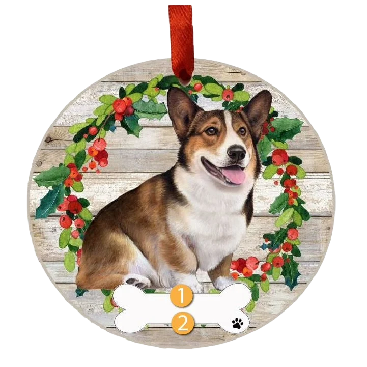 Specialty E S Pets Personalized Welsh Corgi Wreath Ornament Clean