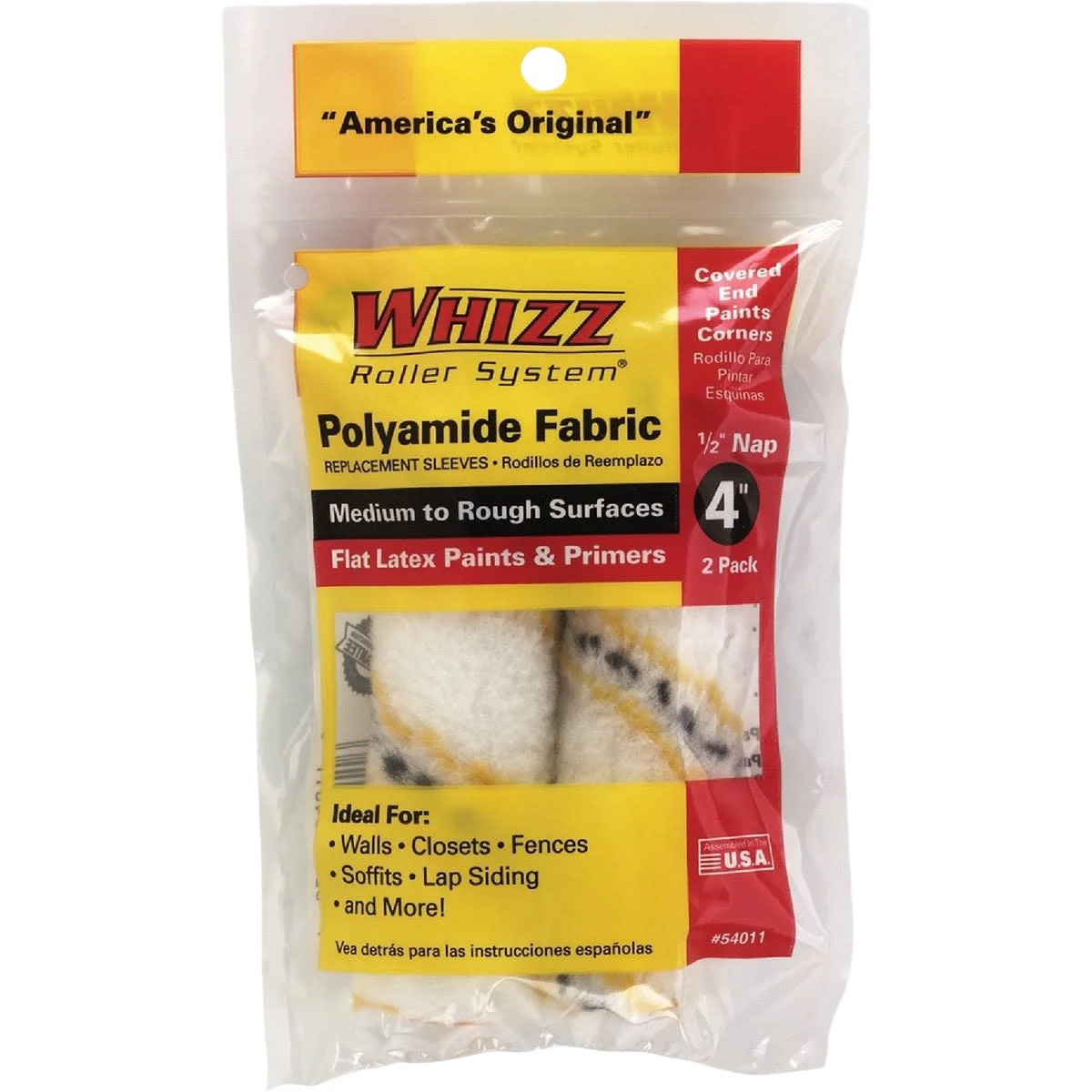 Dependable Whizz Gold Stripe 4 x 1 2 in. Refill Woven Fabric Roller Cover 2-Pack Classic