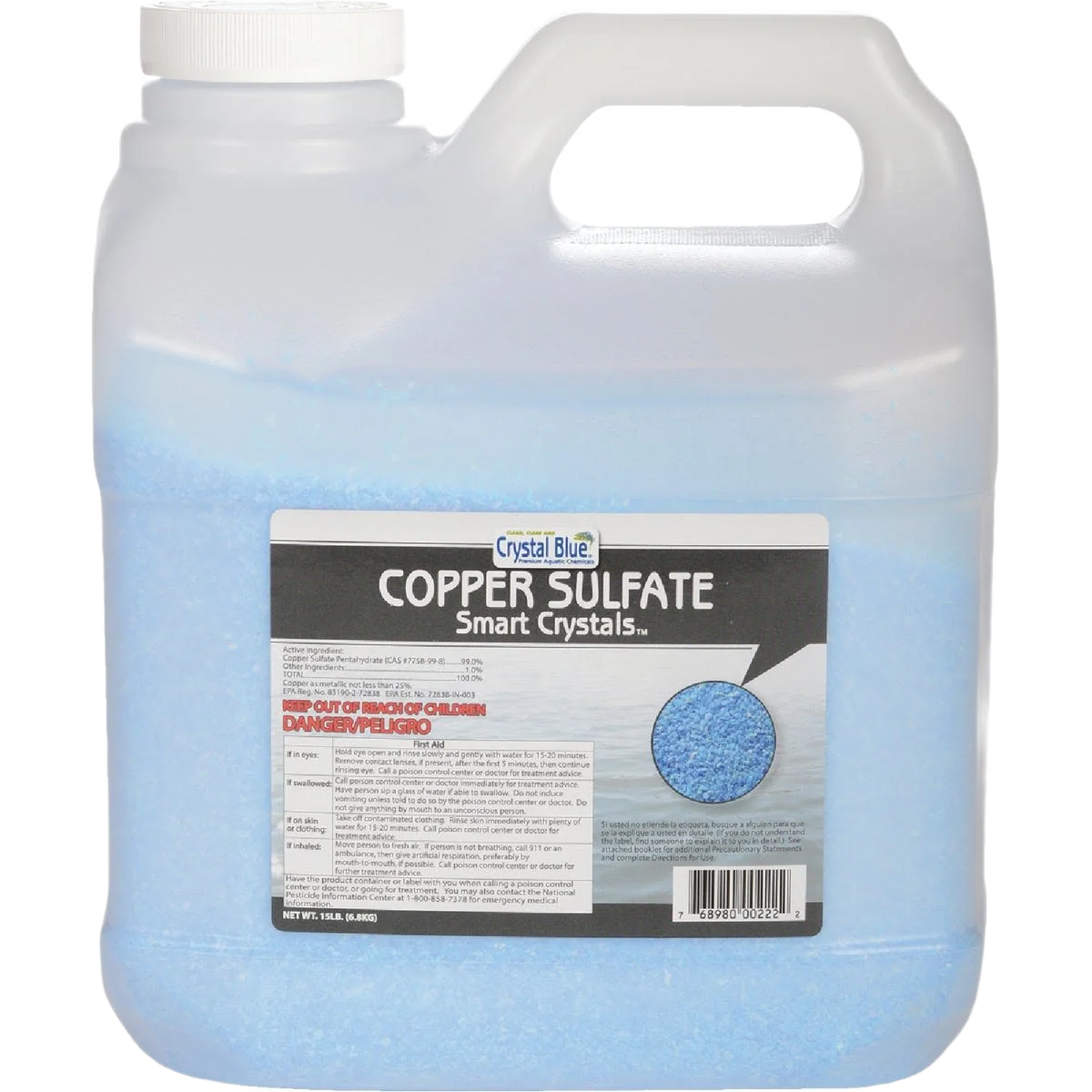 Outstanding Crystal Blue Copper Sulfate Smart Crystals Moss Algae Killer 15 lb. Reusable