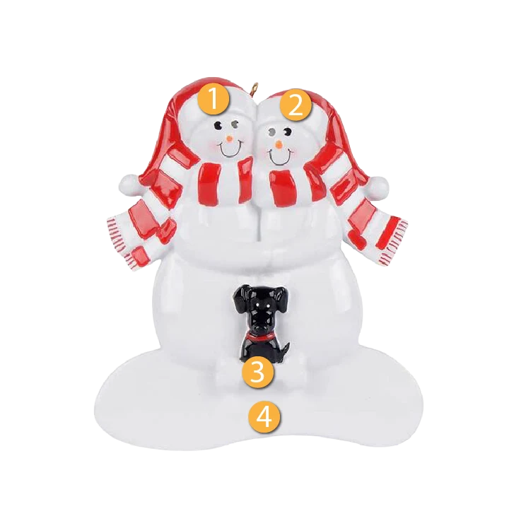 Genuine Rudolph Me Personalized Snow Couple with Black Dog Ornament Breathable
