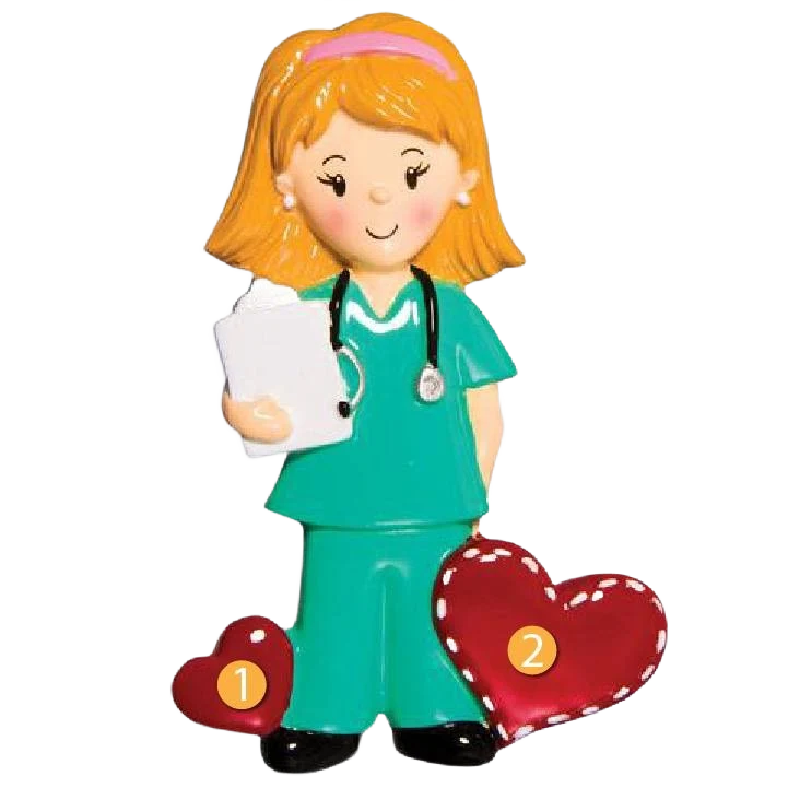 Durable PolarX Personalized Green Scrubs Girl Ornament Sustainable