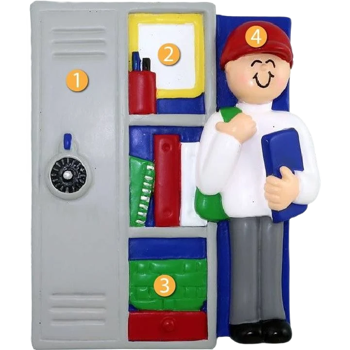 Minimalist Ornament Central Personalized Locker with Male Student Ornament Traditional