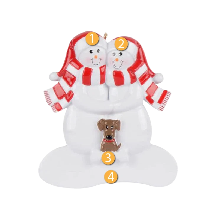 Selected Rudolph Me Personalized Snow Couple with Tan Dog Ornament Lightweight
