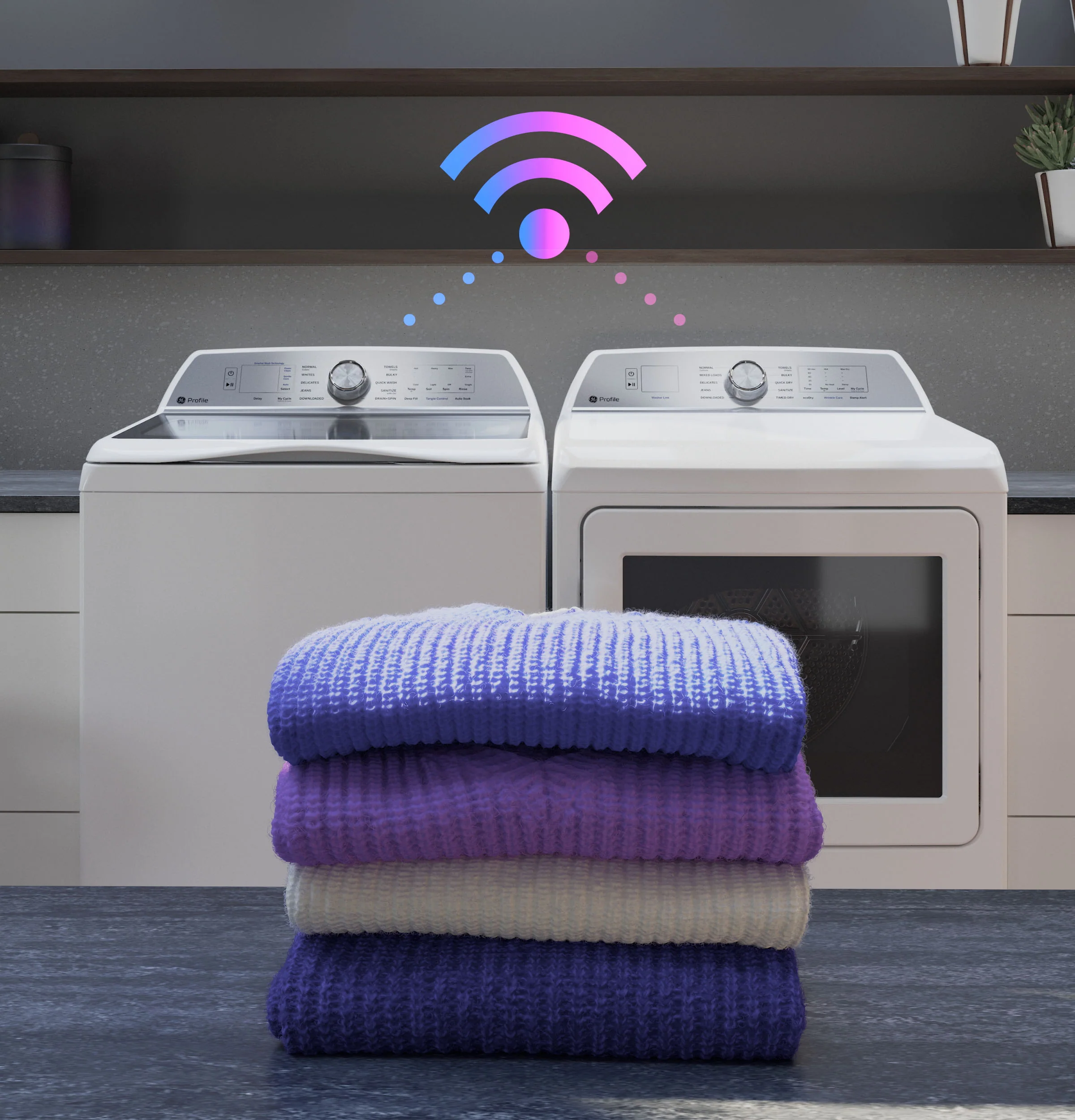 World-Class GE Profile™ ENERGY STAR® 7.3 cu. ft. Capacity Smart Gas Dryer with Steam and Washer Link Relaxed
