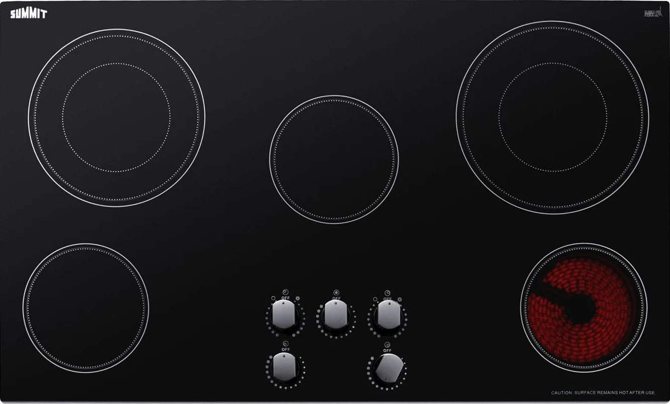 Refined 36 Wide 208-240V 5-Burner Radiant Cooktop Secure