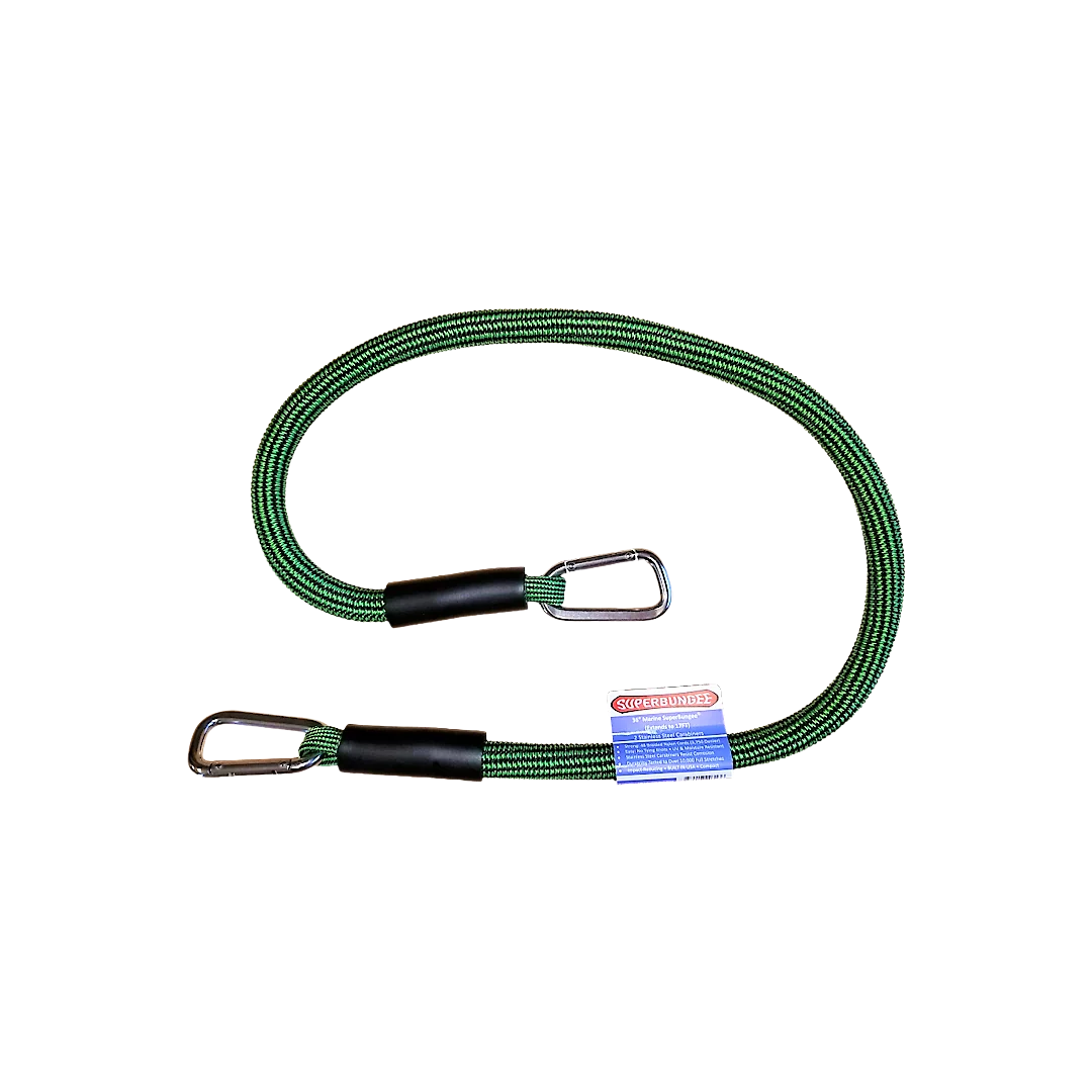Exclusive SuperBungee Green 36 in. Marnine Cord with 2 Stainless Steel Carabiner Hooks Verified