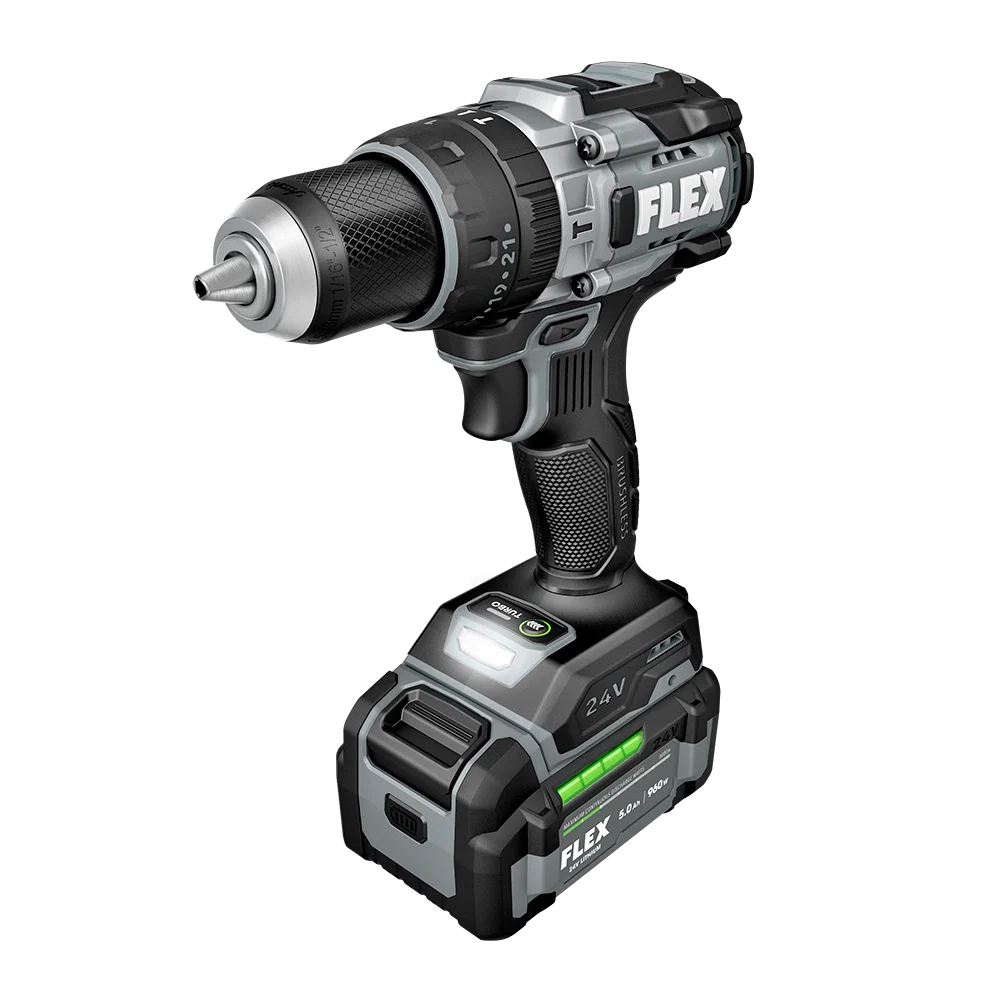 High-Grade FLEX 24V 1 2 2-Speed Hammer Drill with Turbo Mode Kit Detailed