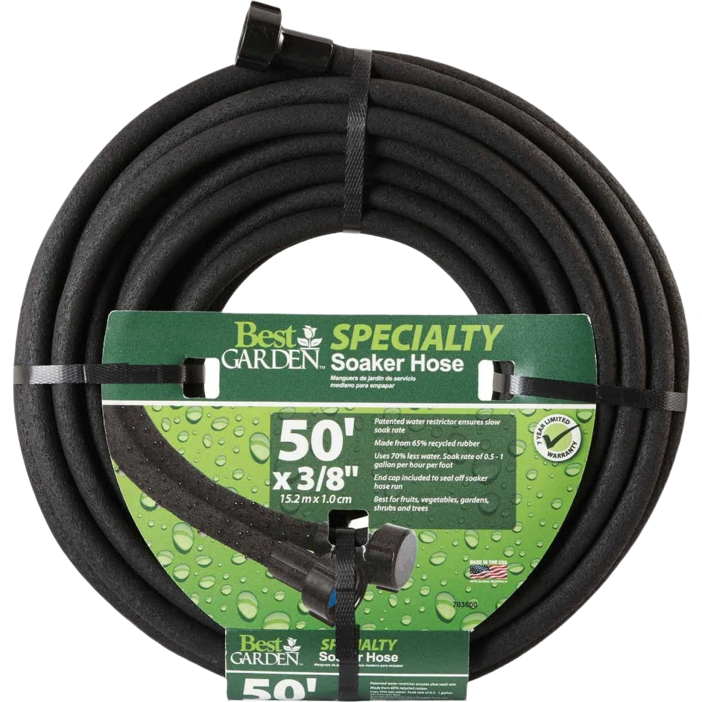 Organic Garden Black Soaker Hose 50 ft. Traditional