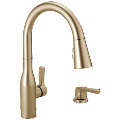 Original Delta Marca Champagne Bronze Single Handle Kitchen Faucet with Soap Dispenser High-Performance