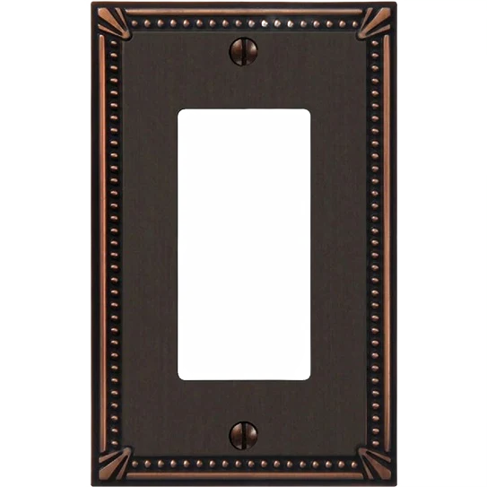 High-Performance Amerelle Imperial 1-Gang Bead Cast Metal Rocker Decorator Wall Plate Aged Bronze Eco-Friendly