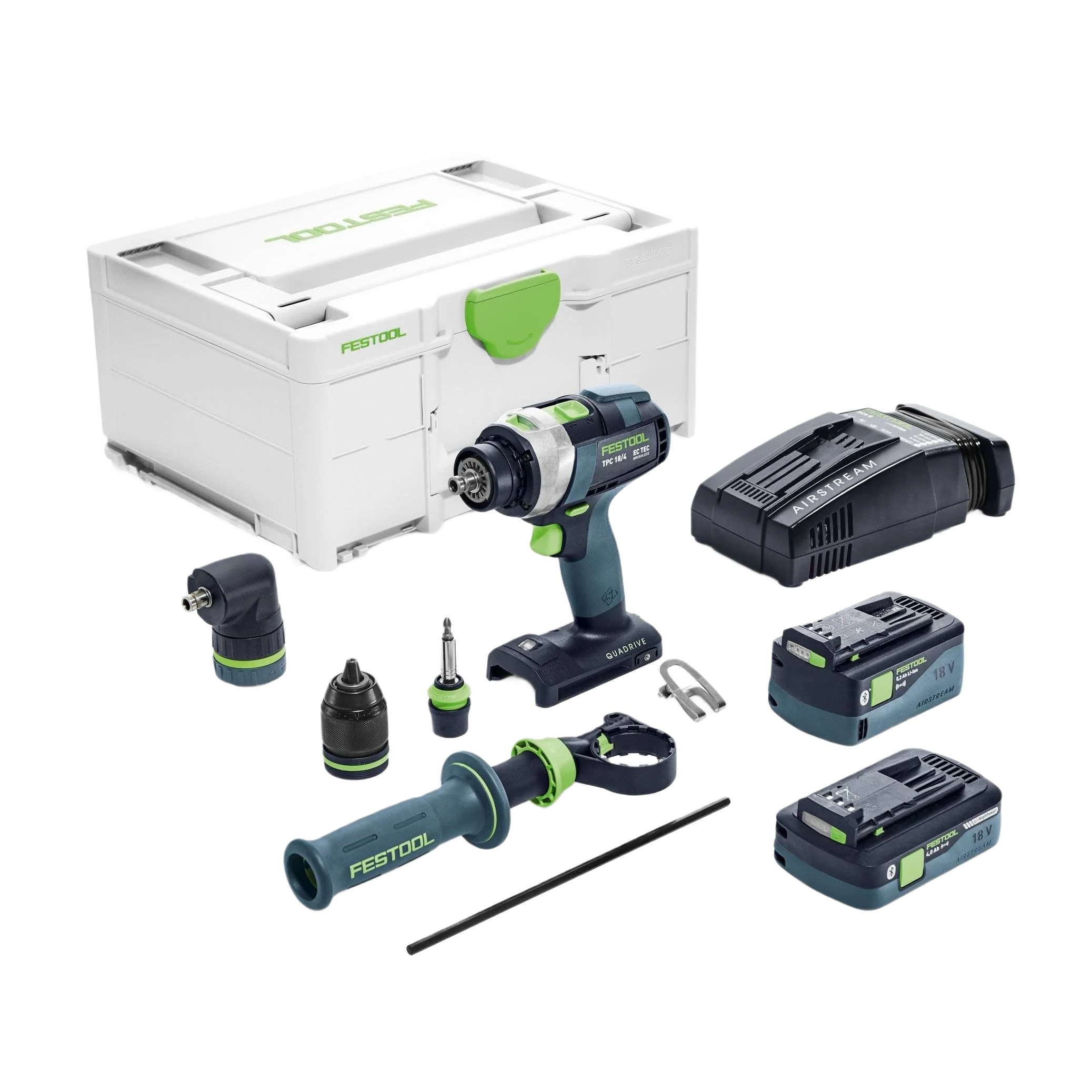 Reusable Festool 577626 QUADRIVE TPC 18 4 HPC 4.0 I-Set Cordless Hammer Drill Refined