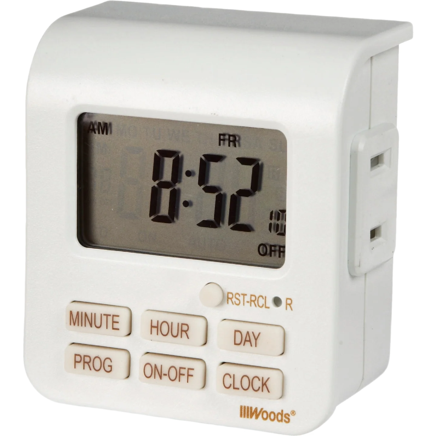 Specialty Woods White 125V Indoor Digital Timer Secure