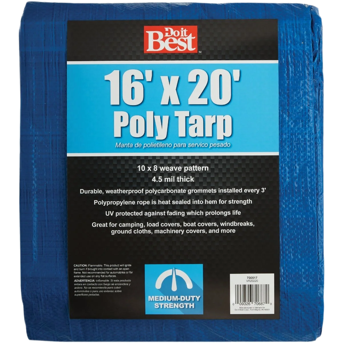 Functional Do it Blue Medium Duty Poly Tarp 16 Ft. x 20 Ft. High-End