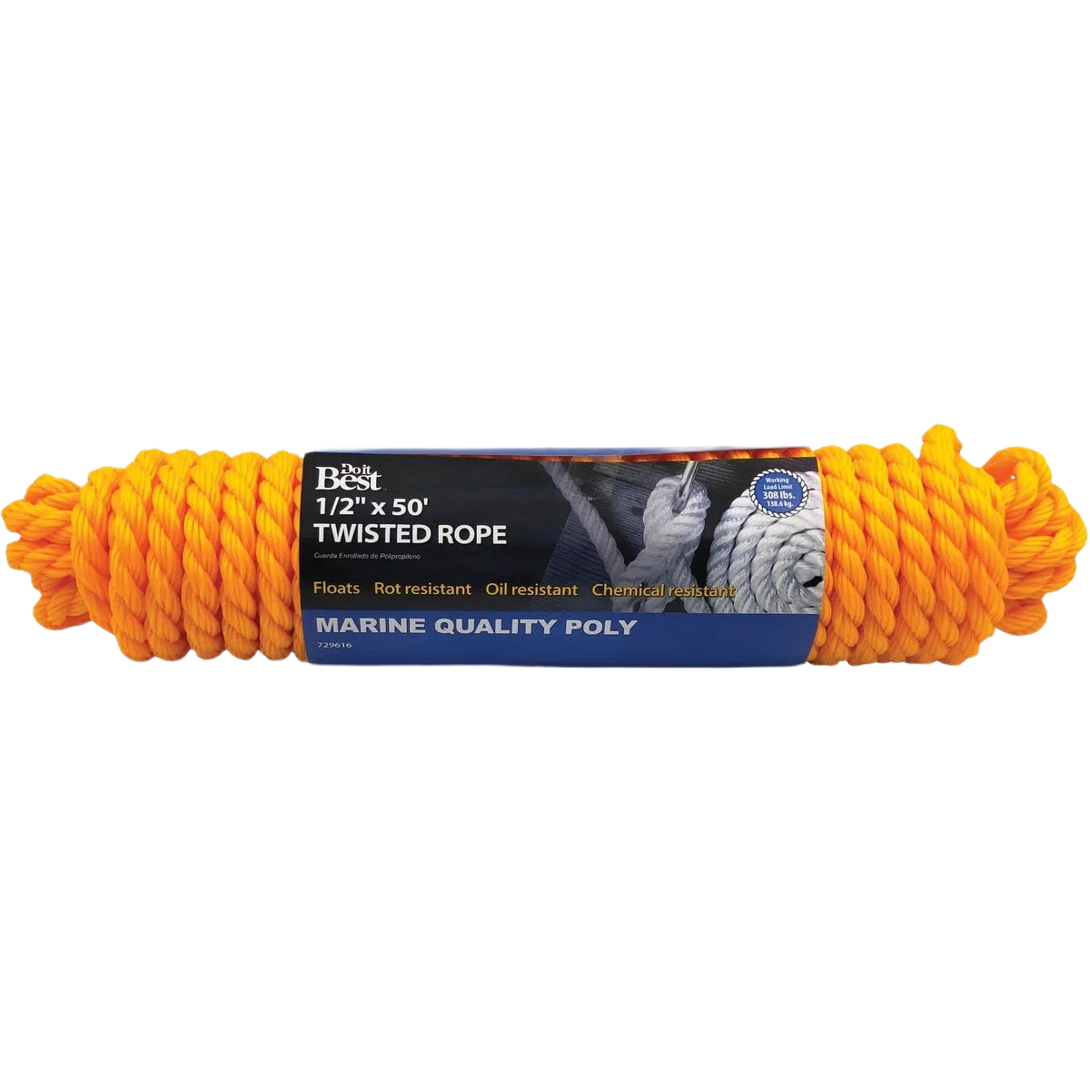 Classic Do it Yellow Twisted Polypropylene Packaged Rope 1 2 In. x 50 Ft. Consistent