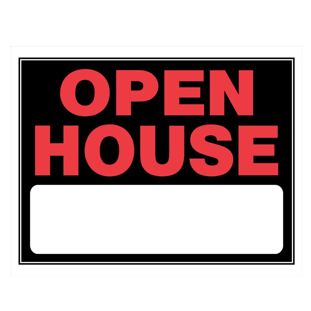 Environmentally Friendly Hillman Red Black Plastic Open House Sign 15 in. x 19 in. Convenient