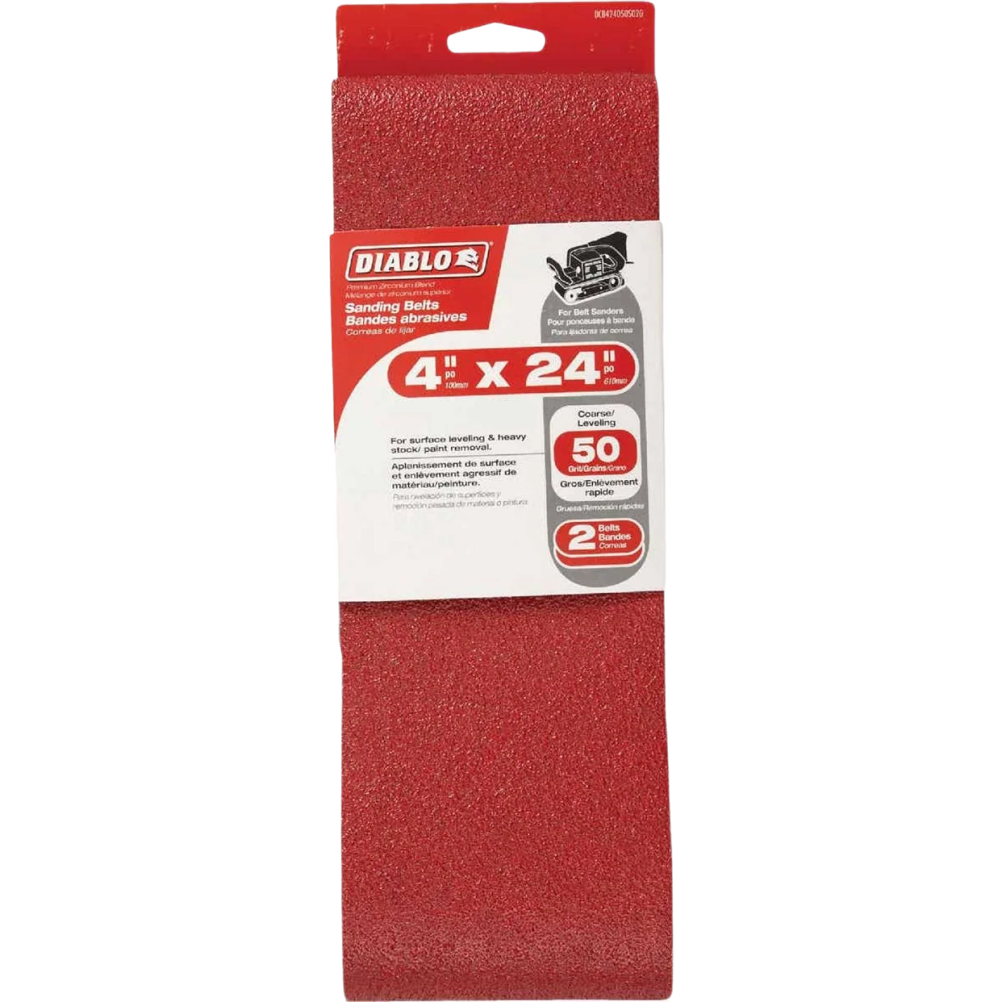 Modern Diablo 4 x 24-In. 50-Grit Sanding Belts 2-Pack Easy-to-Use