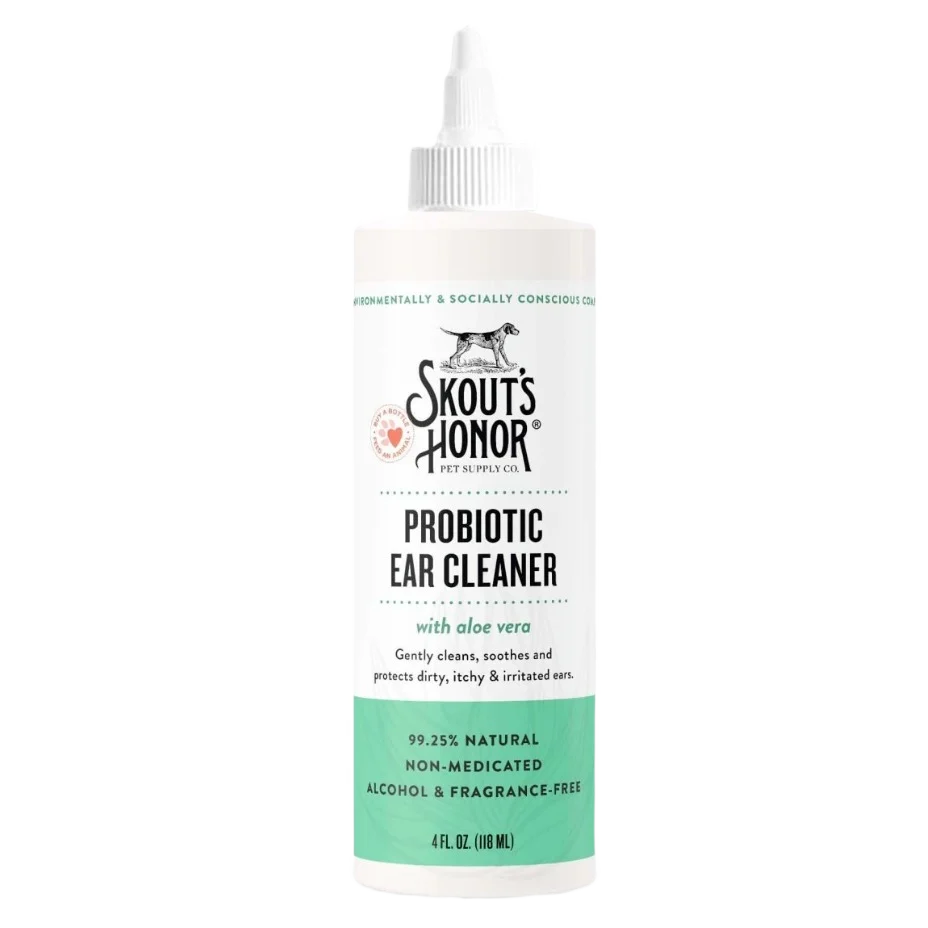 Exclusive Skout’s Honor Probiotic Ear Cleaner for Dogs Cats 4 oz. User-Friendly