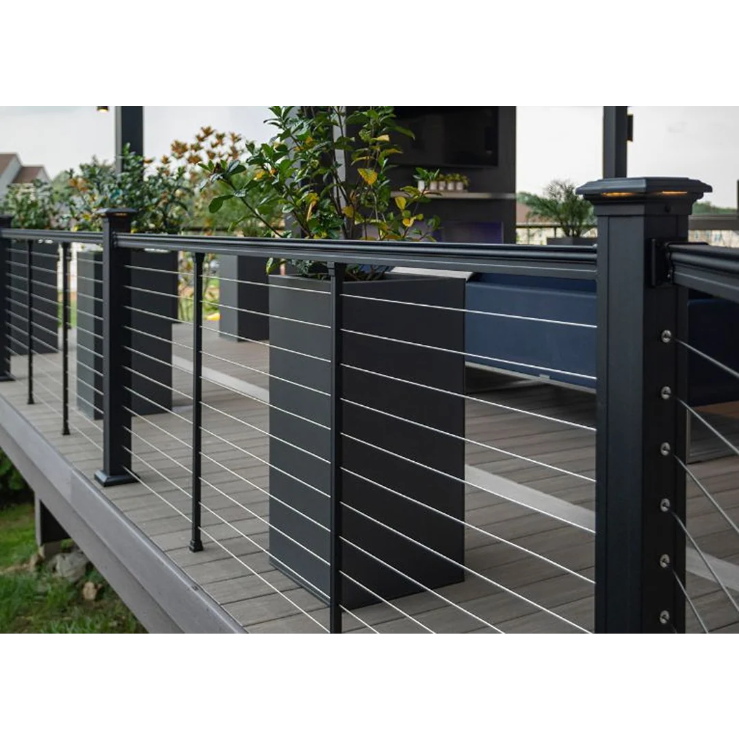 Eco-Friendly Key-Link American Series 36-In. x 6-Ft. Horizontal Black Cable Level Railing Relaxed