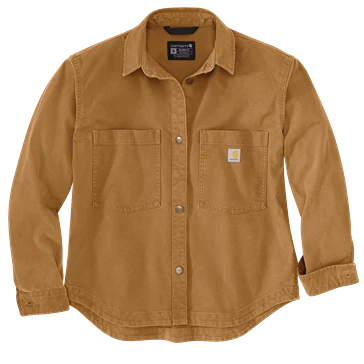 Easy-to-Use Carhartt Women’s Med Brown Rugged Flex reg Loose Fit Heavyweight Duck Overshirt Environmentally Friendly