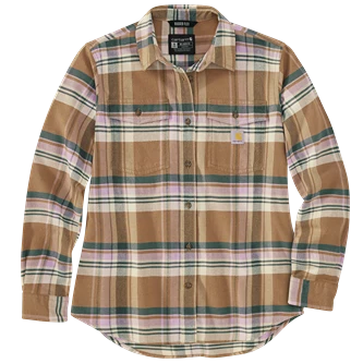 Fine Crafted Carhartt Women’s Sm Flaxseed TENCEL trade Fiber Series Long-Sleeve Flannel Shirt Recyclable