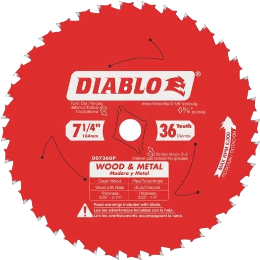 Long-Lasting Diablo 7-1 4-In. 36-Tooth Wood Metal Carbide Saw Blade Official