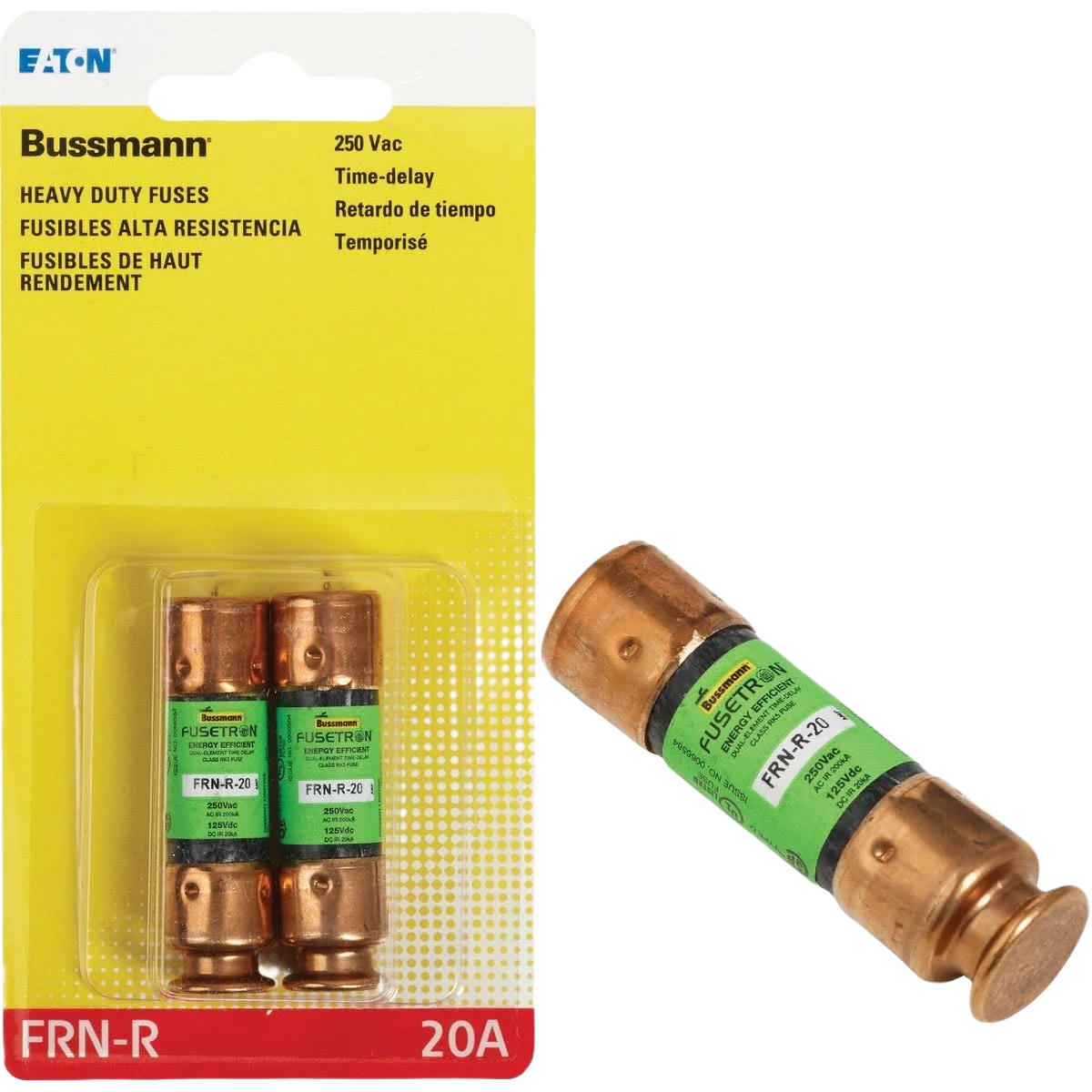 Genuine Bussmann Fuses 20A FRN-R Cartridge Fuse 2-Pack User-Friendly