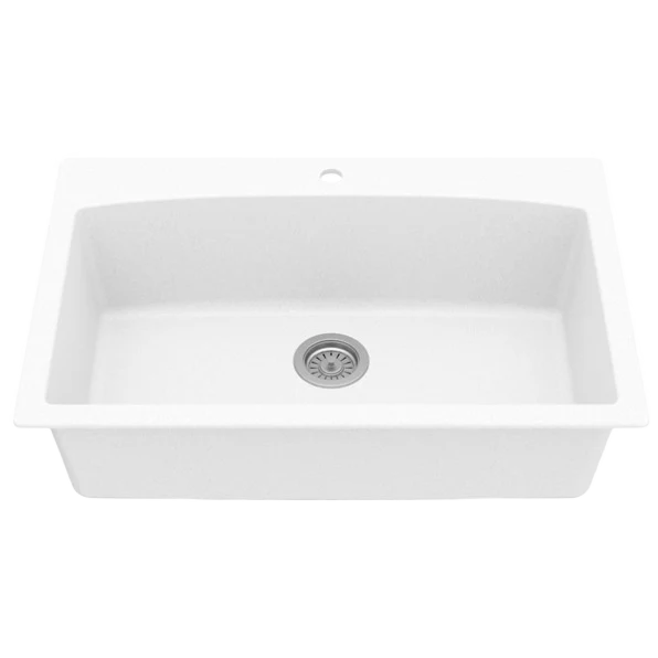 Unique Karran 33 White Top Mount Large Single Bowl Quartz Kitchen Sink Innovative