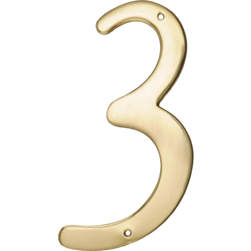 Secure Hillman 4-In. Nail-On Brass House Number 3 Green